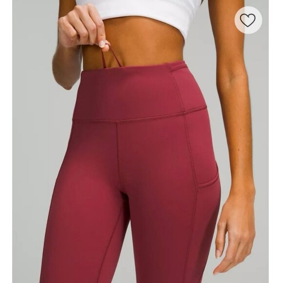 NWOT Lululemon Fast & Free Brushed Nulux 25” High-Rise Tight Red Maroon Size 2 - Picture 4 of 10